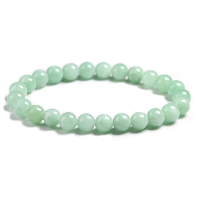 Pulseras de cuentas redondas de Jade verde birmano, personalizadas, 3A, 100% naturales