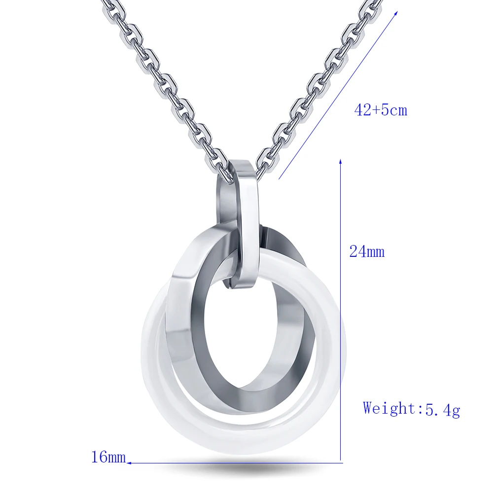 Top Selling Women Necklace& Earring Jewelry Set White Circle Ceramic and Round Stainlees Steel Jewelry Accessories