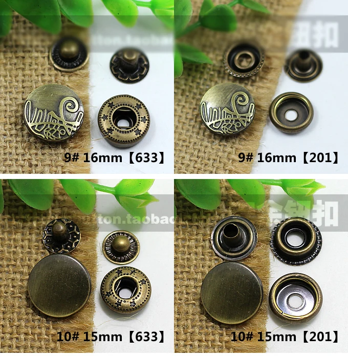 bronze color vintage 15mm metal decorative hand press snap button for clothing/bag sewing accessories 50pcs/lot