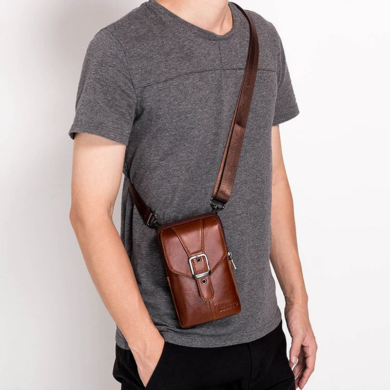 Hot Sale High Quality Men Genuine Leather Handbag Male Zipper Small Vintage Messenger Bag Man Mini Cross-body Shoulder Bag