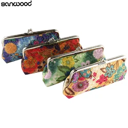 2022 New Women's Coin Purse Cotton Embroidery Flower Handbag Hasp Pouch Wallet Money Bag Carteira кошелек женский bolsa feminina