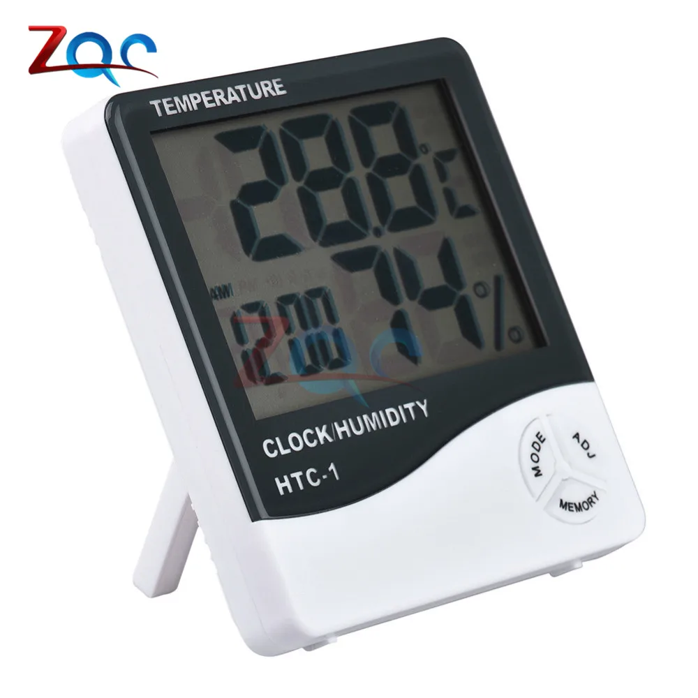 for HTC-1 Indoor Room LCD Electronic Temperature Humidity Meter Digital Thermometer Hygrometer Weather Station Alarm Clock