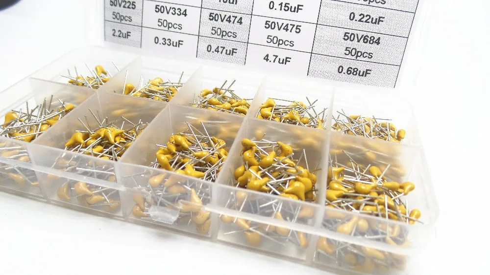 500pcs 10Valuesx50 50V 100nF 1000nF 10000nF 150nF 220nF 2200nF 330nF 470nf 4700nf 680nf monolithic Multilayer ceramic capacitor