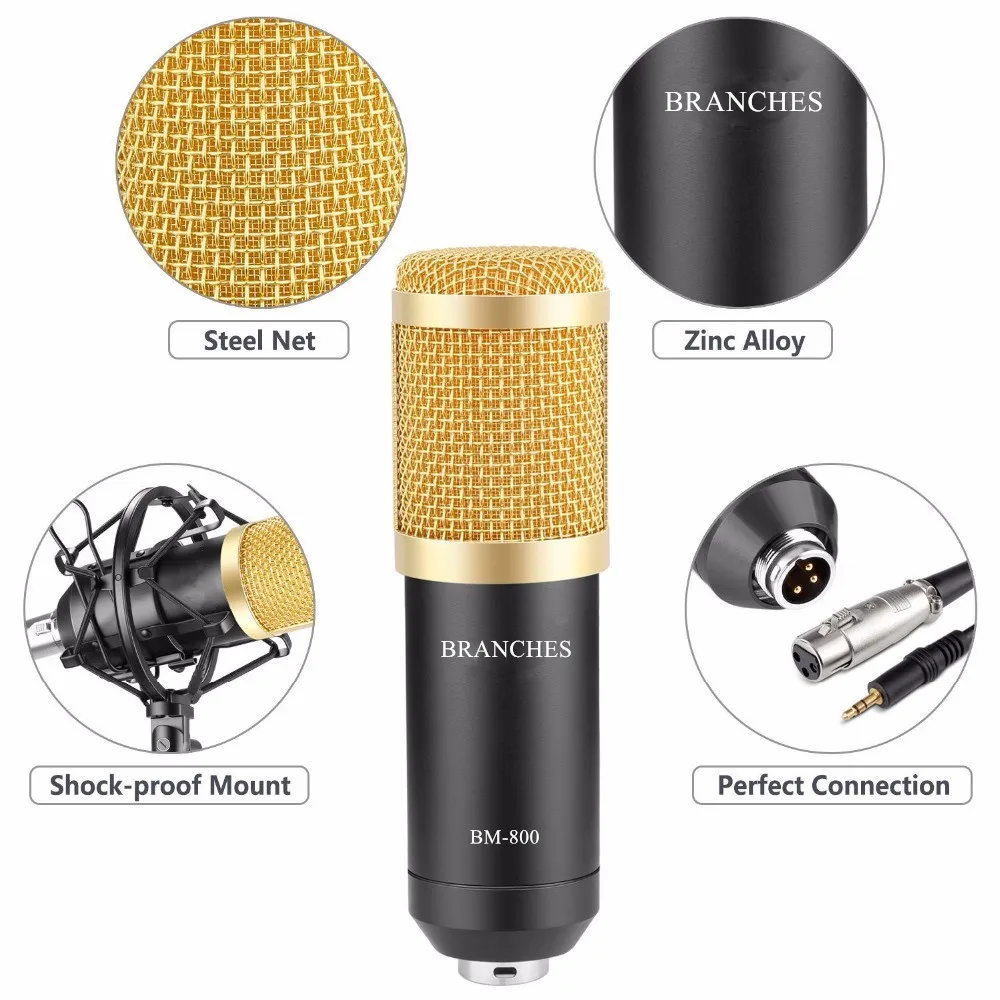 BM-800 Condenser Microphone Live Karaoke Song Chat Game Recording Microphone Mobile Phone Computer General Equipment