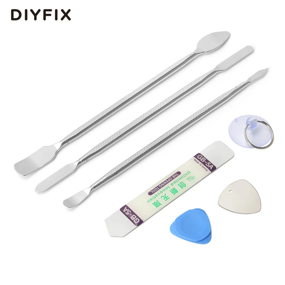 DIYFIX 7 pz Metallo Spudger Set di Telefonia mobile di Riparazione Strumento di Apertura per il Computer Portatile iphone iPad Tablet PC Smartphone