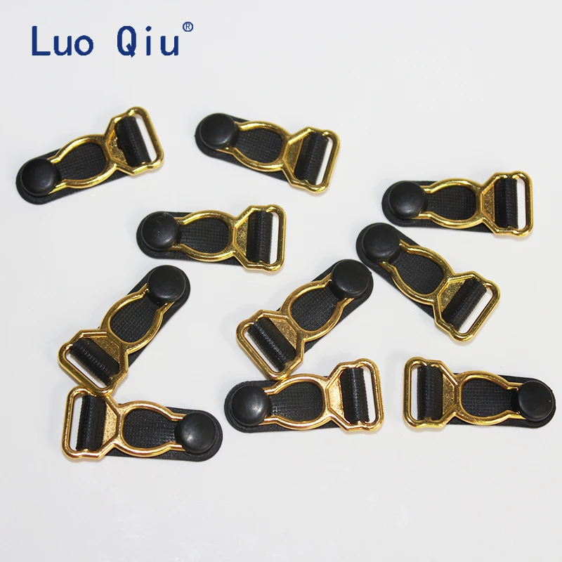 

Зажимы для подвязок Luo Qiu, 50 шт./лот, аксессуары для одежды, швейные принадлежности, зажимы для подвязок, золотой металл + Черный полипропилен, 1,2 см