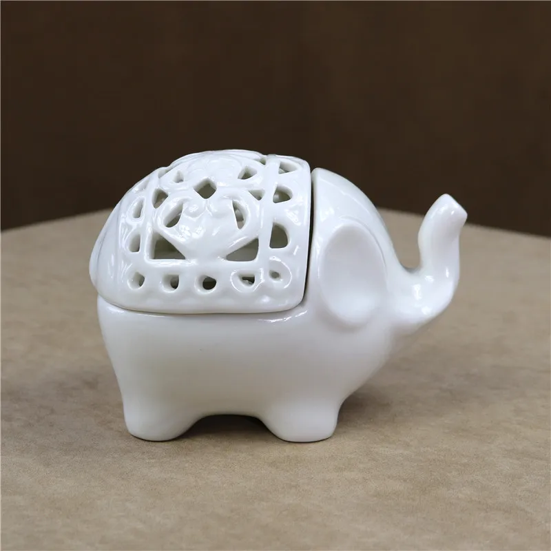 Cutout Porcelain Elephant Candle Holder Decorative Ceramics Elephant Miniature Aroma Burner Houseware Ornament Craft Accessories