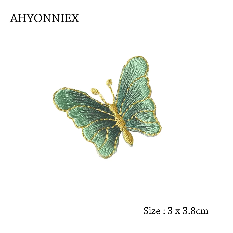 AHYONNIX Butterfly Flower Applique Clothing Embroidery Patch Fabric Sticker Iron on Sew on Patch Craft Sewing Repair Embroidered