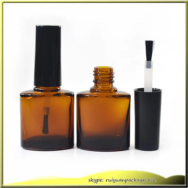 

100pcs * 7ml Amber Glass Nail Polish Bottle Makeup Tool Polish Empty Cosmetic Containers Nail Glass Bottle with Brush