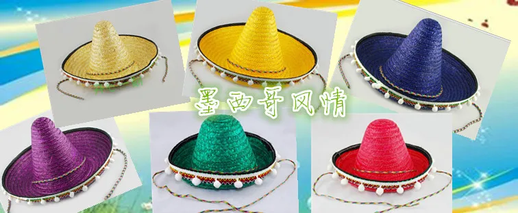 

22-24 Hawaii Style Hat Small Sized POM Ball Mexico Straw Hats Grass Weaving Mexico Performance Cap Kids Performance Hat B-5135