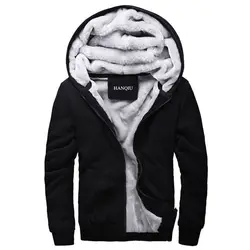 Black Hoodies Men 2024 Winter Jacket Fashion Thick Men's Hooded Sweatshirt Male Warm Fur Liner Sportswear Tracksuits Mens Coat