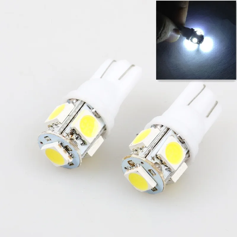 2PCS Led Car DC 12v Lampada Light T10 5050 Super White 194 168 w5w T10 Led Parking Bulb Auto Wedge Clearance Lamp