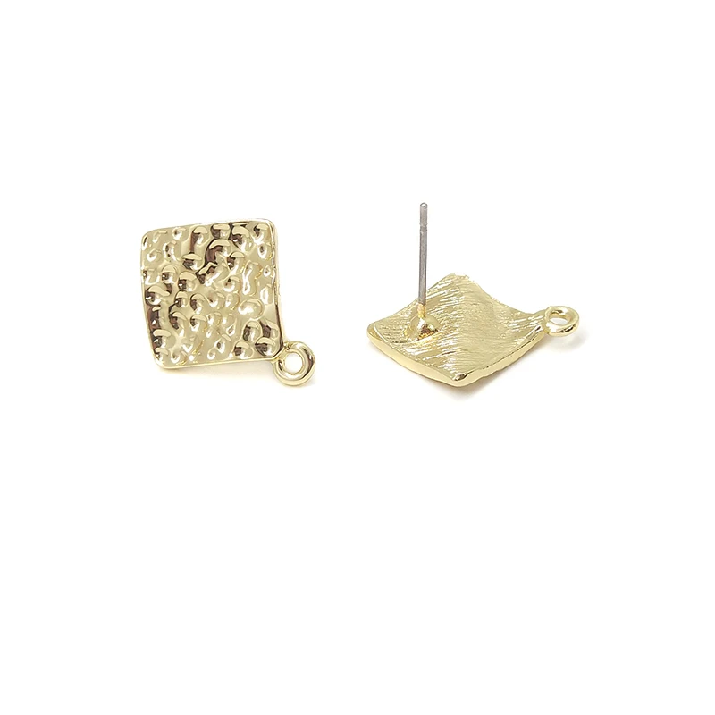 2025 New 19*16mm 10pieces/bag Zinc Alloy Gold Rhombus Ripple Earring Base Connectors Linkers for DIY Earring Jewelry Accessories