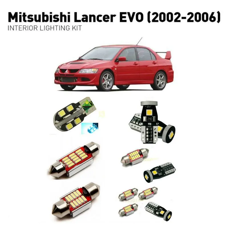 

Led LightsFor mitsubishi lancer evo 2002-2006 6pc For Cars lighting kit automotive bulbs Canbus Led interior lights