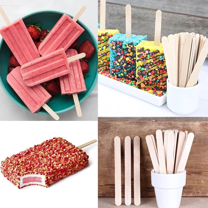 Leeseph Craft Sticks Ice Cream Sticks Wooden Popsicle Stick 11.4cm Length Treat Ice Pop For Beverage Resin Mold Handmade Tools