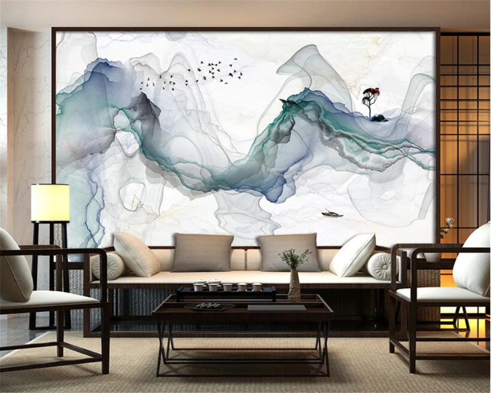 Custom 3d wallpaper mural new art abstract ink landscape background wall decorative wallpaper for walls 3 d painting