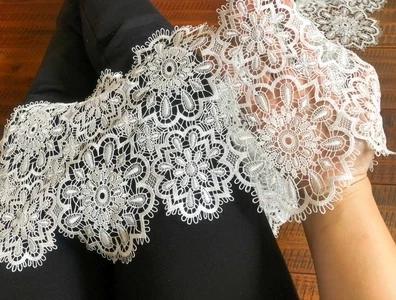 Fashion Retro Clothing Headscarf Accessories 20cm Wide/ Black/ white /Khaki Exquisite Water Soluble Openwork Lace