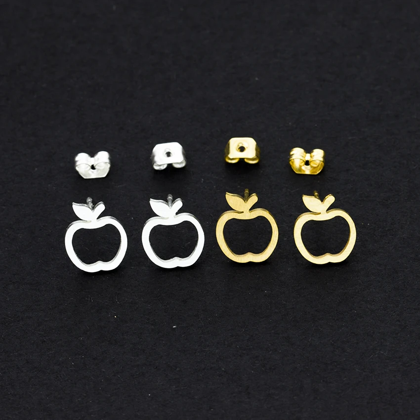 V Attract Teacher Apple Stud Earring Stainless Steel Women Classic Pendientes  Korean Jewelry Best Friend  Gift