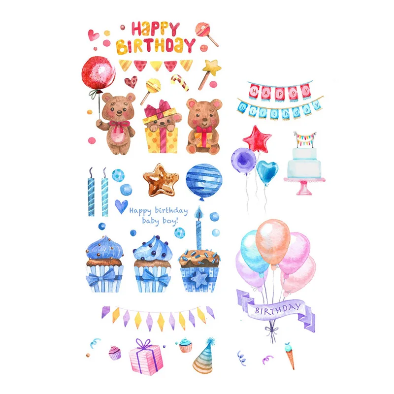 2 pcs/lot Happy Birthday DIY Deco Scrapbook Book Journal Stationery Stickers Planner Diary School Office Craft Supplies