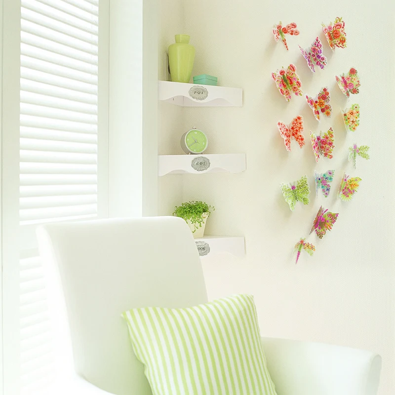 15Pcs/Set 3D Flower Butterfly Wall Stickers Living Room Bedroom Decoration Butterflies For Home Decor Mural DIY Art Decals