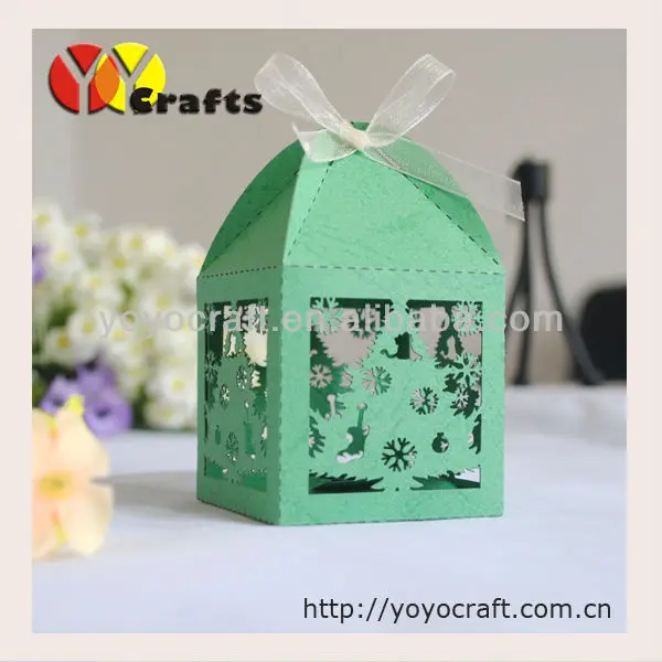 50pcs Free Shipping Laser Cut Christmas Tree Paper Indian Wedding Gift Box