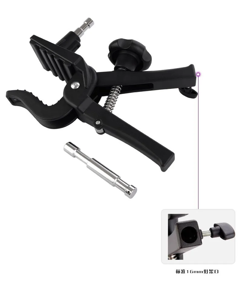 Crocodile Shape Super Pelican Gaffer Clamp with Both 3/8'' Male Spigots Photo Studio Film Clamp