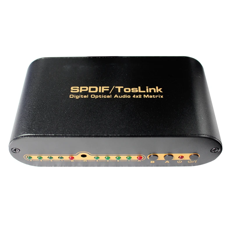 

SPDIF TOSLINK Digital Optical Audio True Matrix 4x2 Switch Switcher Splitter 4 In 2 Out Video Converter Remote Control