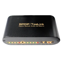 SPDIF TOSLINK Digital Optical Audio True Matrix 4x2 Switch Switcher Splitter 4 In 2 Out Video Converter Remote Control