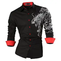 Sportrendy camicia da uomo vestito Casual manica lunga moda drago elegante JZS041