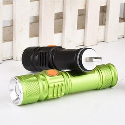 Bright 3 Modes XML T6 3800LM Built-in 18650 USB Rechargeable Flashlight Portable Lantern Waterproof Torch Zoomable Flash Light