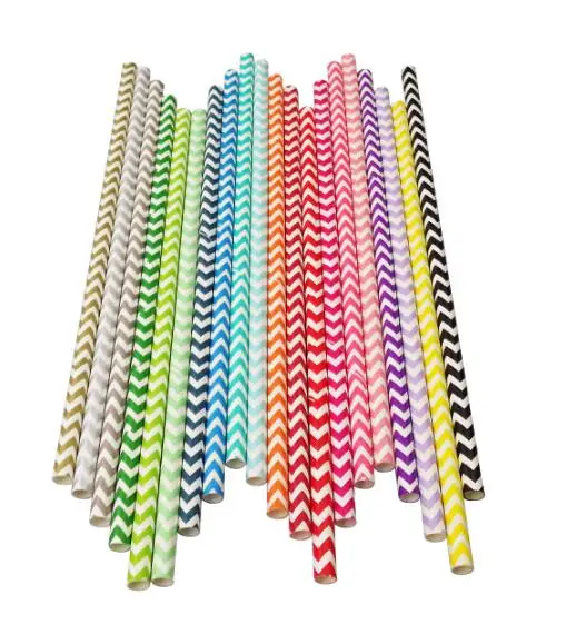 Free Shipping Chevron Disposable Paper Drinking Straws 19.7cm Party  Decoration Birthday straws 27 colors Optional 25 pcs/bag