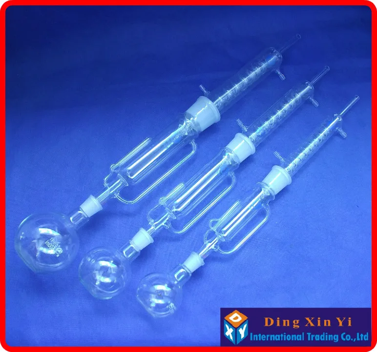 250ml Glass Soxhlet extractor,Extraction Apparatus soxhlet with coiled condenser,condenser and extractor body,Lab Glassware