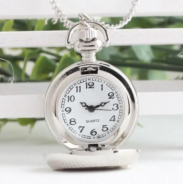 LOVE enamel pattern woman and girl Modern hours pendant Silver white steel Necklace pocket watches gift