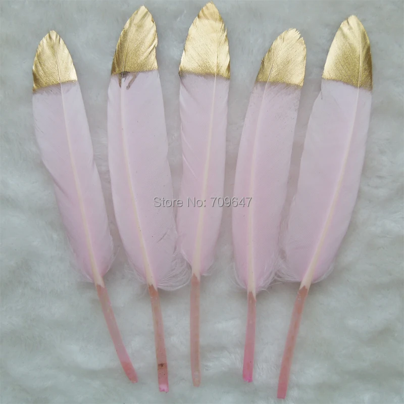 

Gold Dipped Feathers, Pink and Gold, Baby Mobile Feathers, New Baby Girl Party Decor, Dream Catcher Feathers, Deco,100pcs/lot