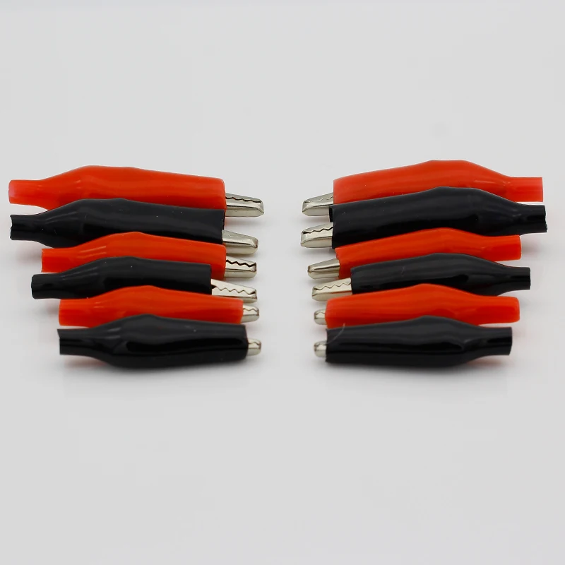 60 PCS Metal Alligator Clip crocodile electrical Clamp FOR Testing Probe Meter 28MM 35MM 45MMBlack and red Plastic Boot