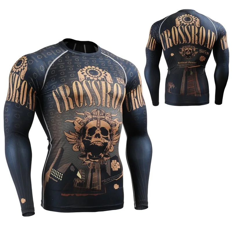 Men`s Gold Skeleton Fitness Running Compression Base Layer Tights Ultralight Weightlifting Bodybuilding Yoga Tops Shirts