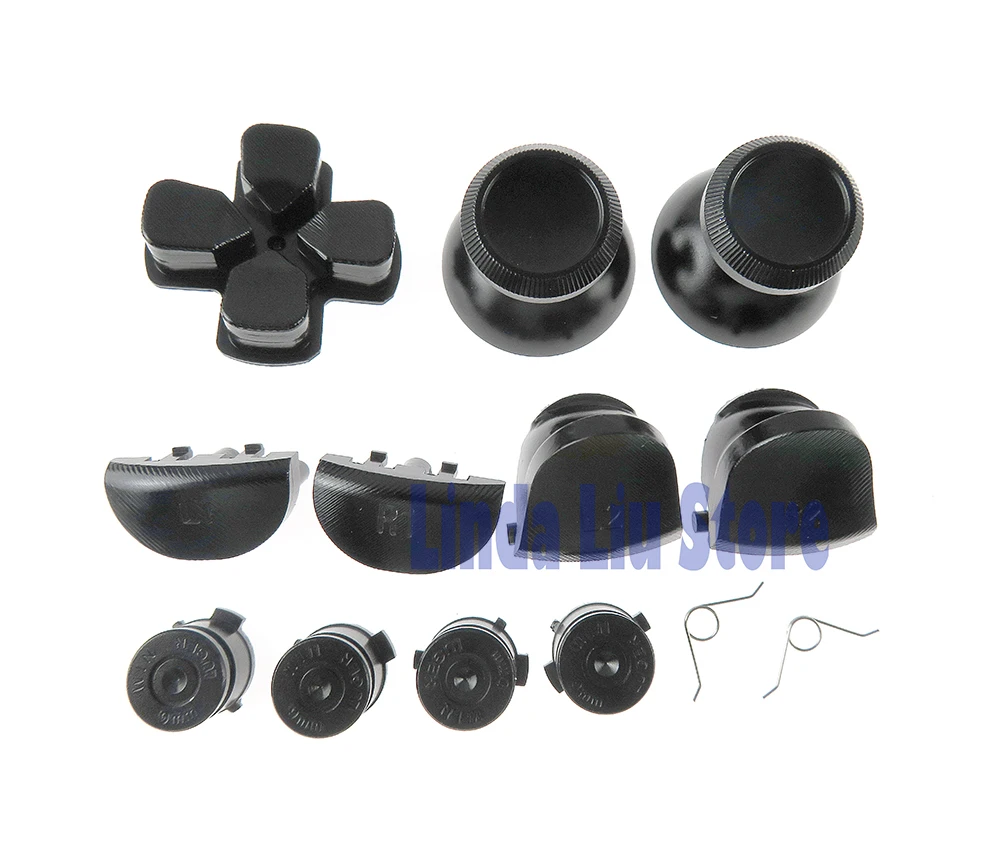 1Set Tombol Aluminium Logam L1 R1 L2 R2 Dpad Tombol Peluru Tutup Thumbstick dengan Pegas untuk Pengendali PS4 JDM001 JDS011