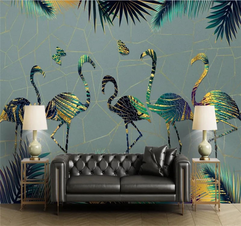 

Custom 3d wallpaper abstract hand-painted leaves plant living room bedroom wall decoration - high-grade waterproof material