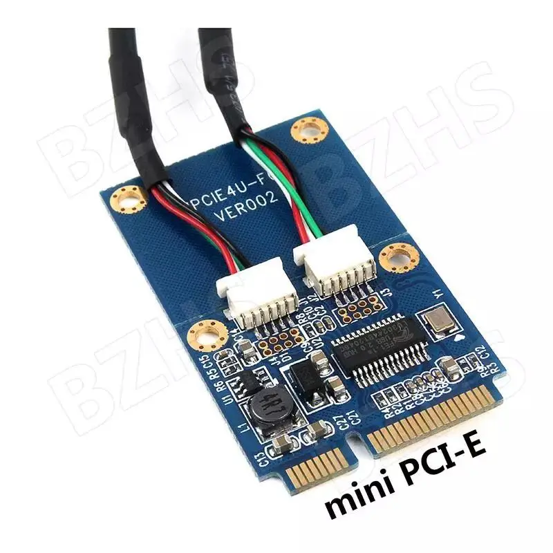 미니 PCIe pci-e-usb 어댑터 mPCIe-5 핀 2 포트 듀얼 USB2.0 컨버터 카드 C26