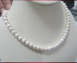 HOT PROMOTION FREE SHIPPING 45cm Long White Real Pearl Costume Jewelry, 8-9mm Size Natural Pearl Necklace+Free Shipping