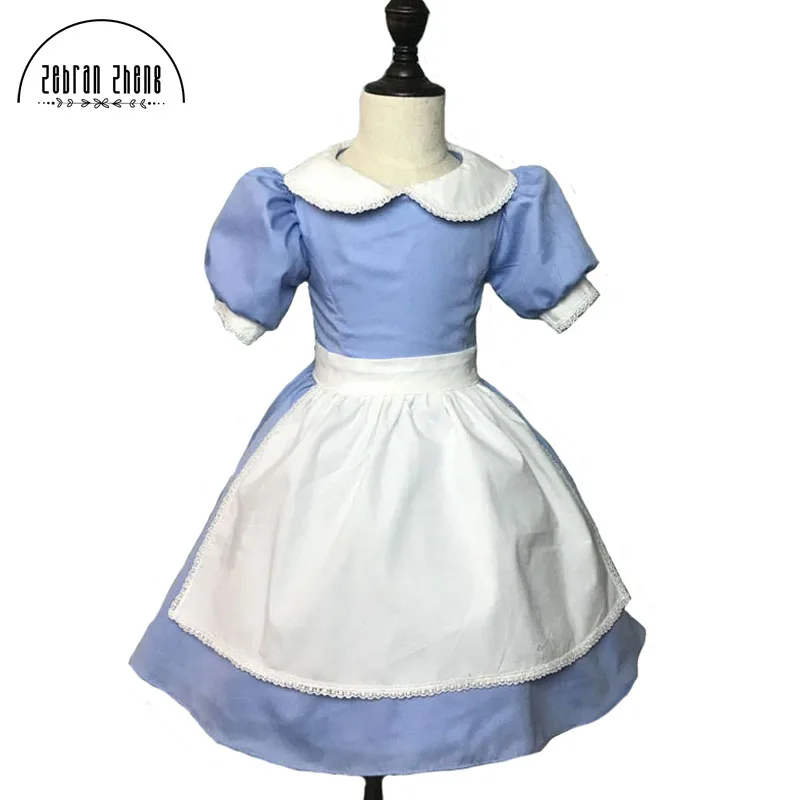 

Top Quality New Arrival Princess Belle Children Cosplay Costume Blue Maid Fancy Kids Halloween Dress