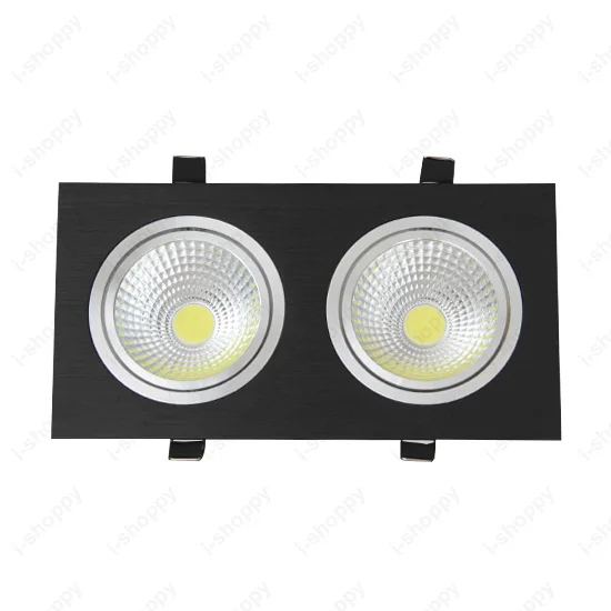 Dimmable/N 6W/10W/14W/20W/30W LED COB Recessed Light Dual Head Grille Lamp Hotel Living Room Black Shell