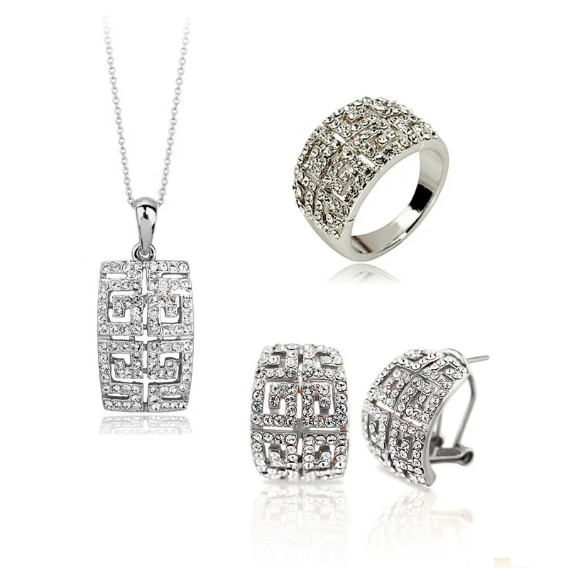 The New Design Hot Sale gold-color Austria Crystal Jewelry Set For Women