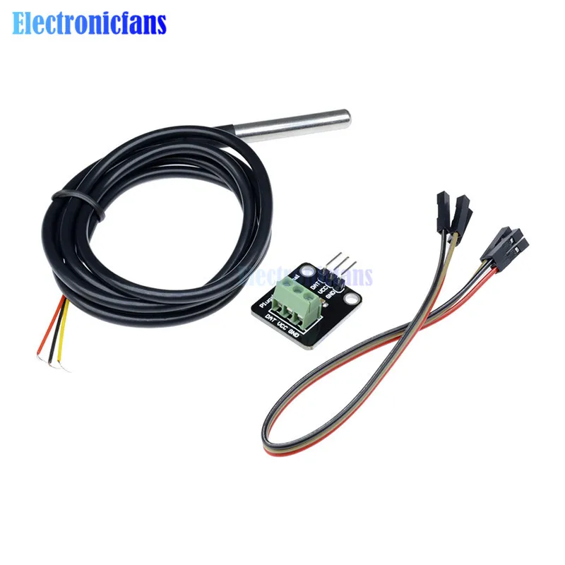 DS18B20 Temperatuur Sensor Module Kit Waterdichte 100 Cm Digitale Sensor Kabel Roestvrij Stalen Sonde Terminal Adapter Voor Arduino