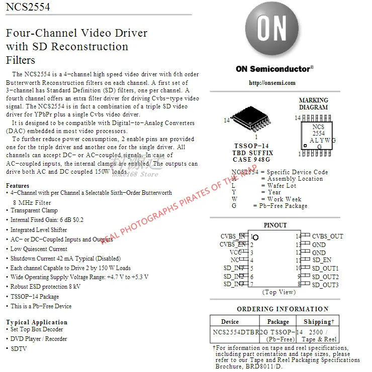 5pcs/lot NCS2554DTBR2G TSSOP14 NCS2554 In Stock