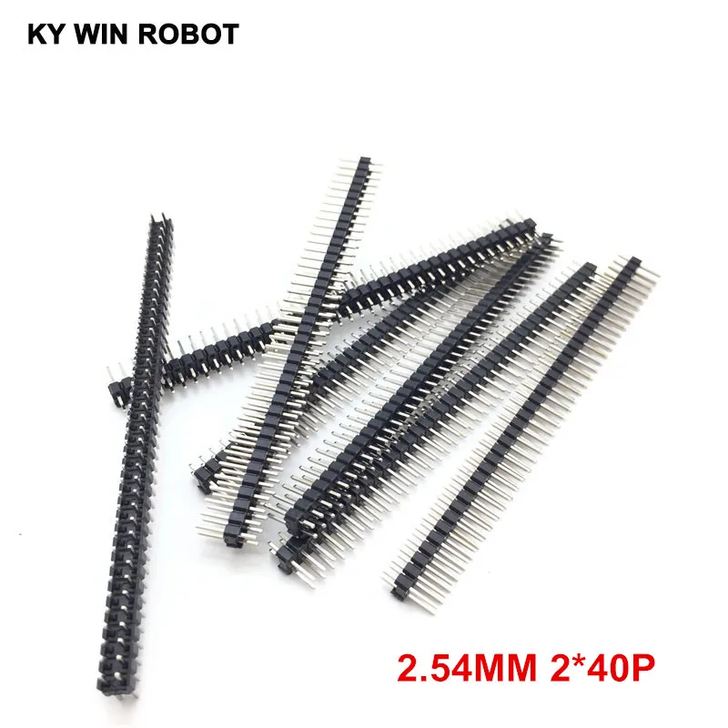 10 pces 2.54mm 2x40 pinos macho dupla fileira pino cabeçalho tira