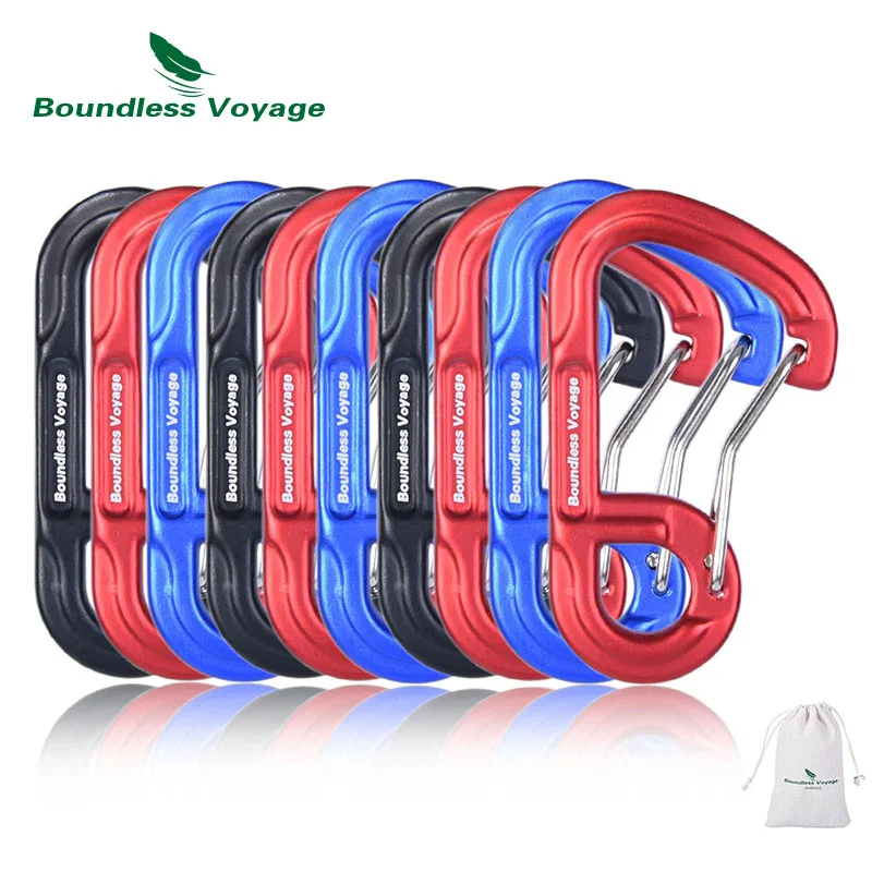 

Boundless Voyage 6/10pcs Aluminum Carabiners Quickdraw Clips Outdoor Camping Backpack Snag-Free Wiregate Buckle Keychain