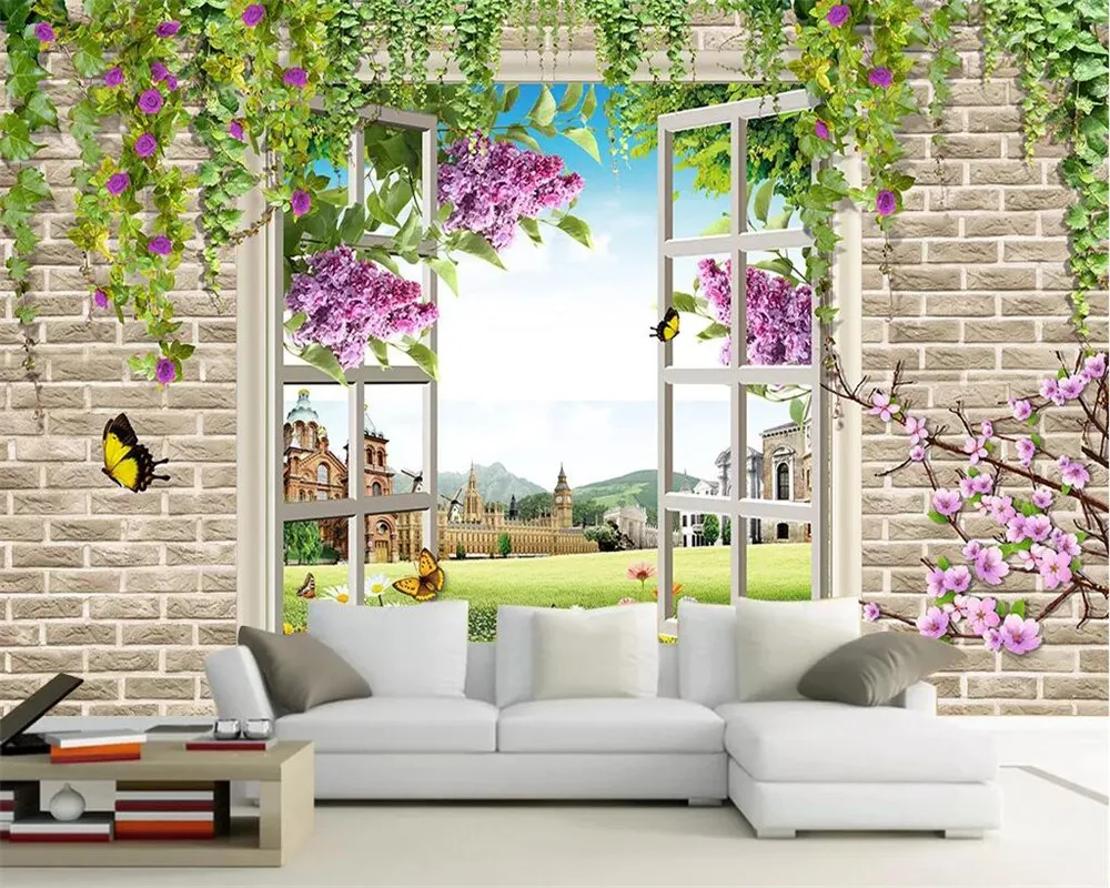 

Beibehang Custom wallpaper HD minimalist window flower landscape TV background walls murals living room bedroom 3d wallpaper
