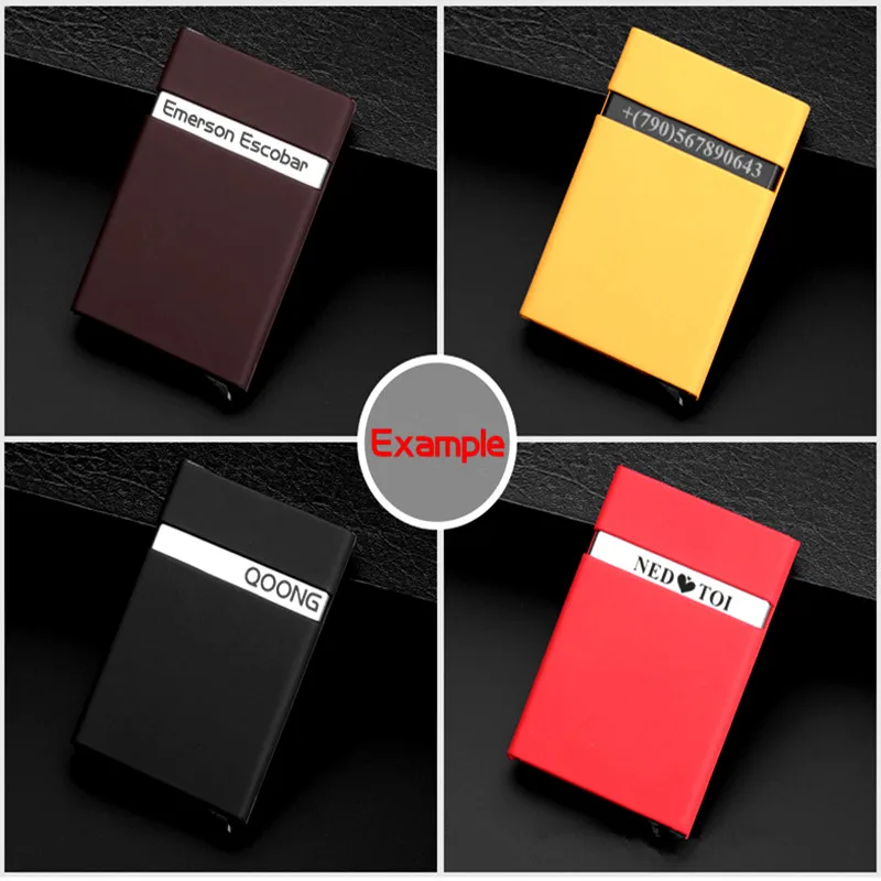 QOONG High Quality Men Women Metal Credit Card Holder Automatic Pop Up Card Sets Business Aluminum Card Wallet Passport Holder
