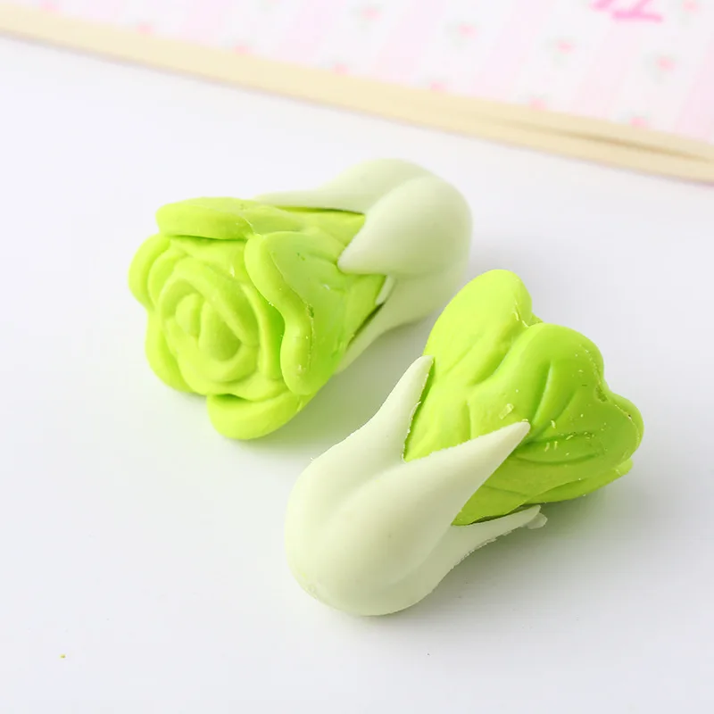 

2pcs Novelty Kawaii Cabbage Eraser Pencil Rubber School Office Supplies Student Writing Creative Stationery Kids Party Gifts